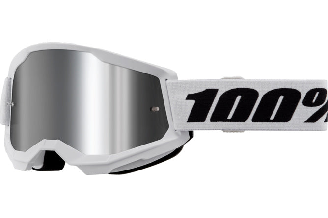MX Goggles 100% Strata 2 white silver mirror